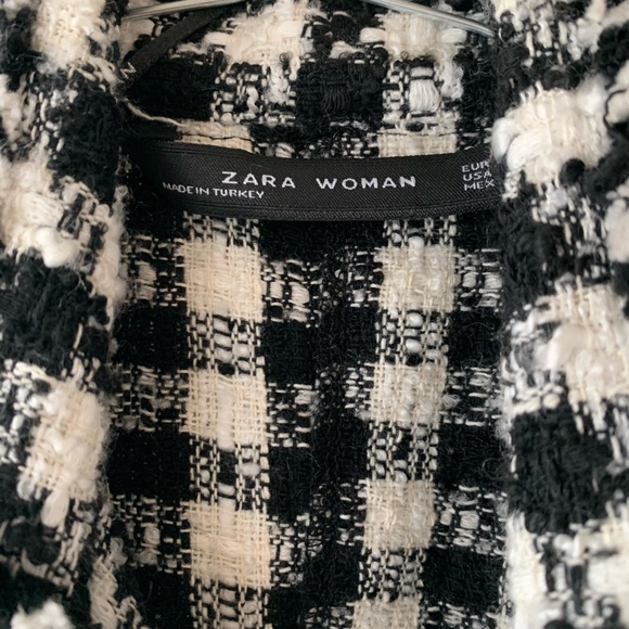 Zara Checkered Blazer Dress, Size M, Black/White - Picture 4 of 5